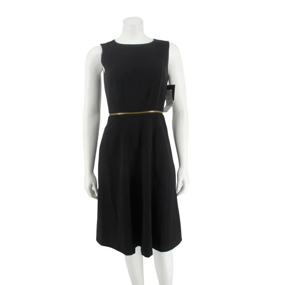 NWT Marc New York Women's Black Sleeveless Gold Waist Zipper Dress Size 2